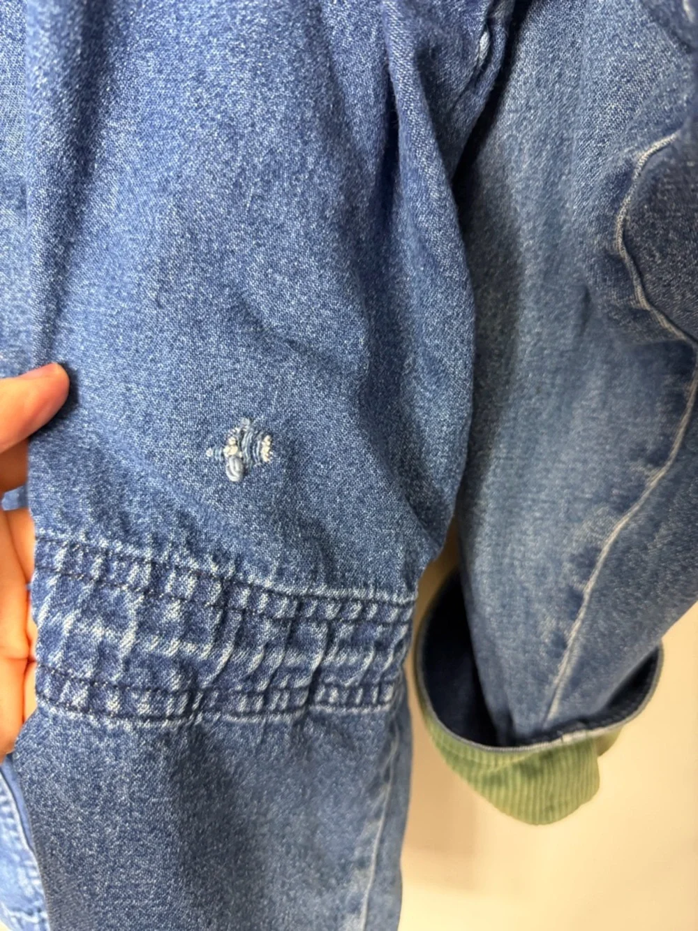 Vintage Janzten Denim Chore Coat Jean Barn Jacket Corduroy Cuffs Collar XL - Picture 10 of 10